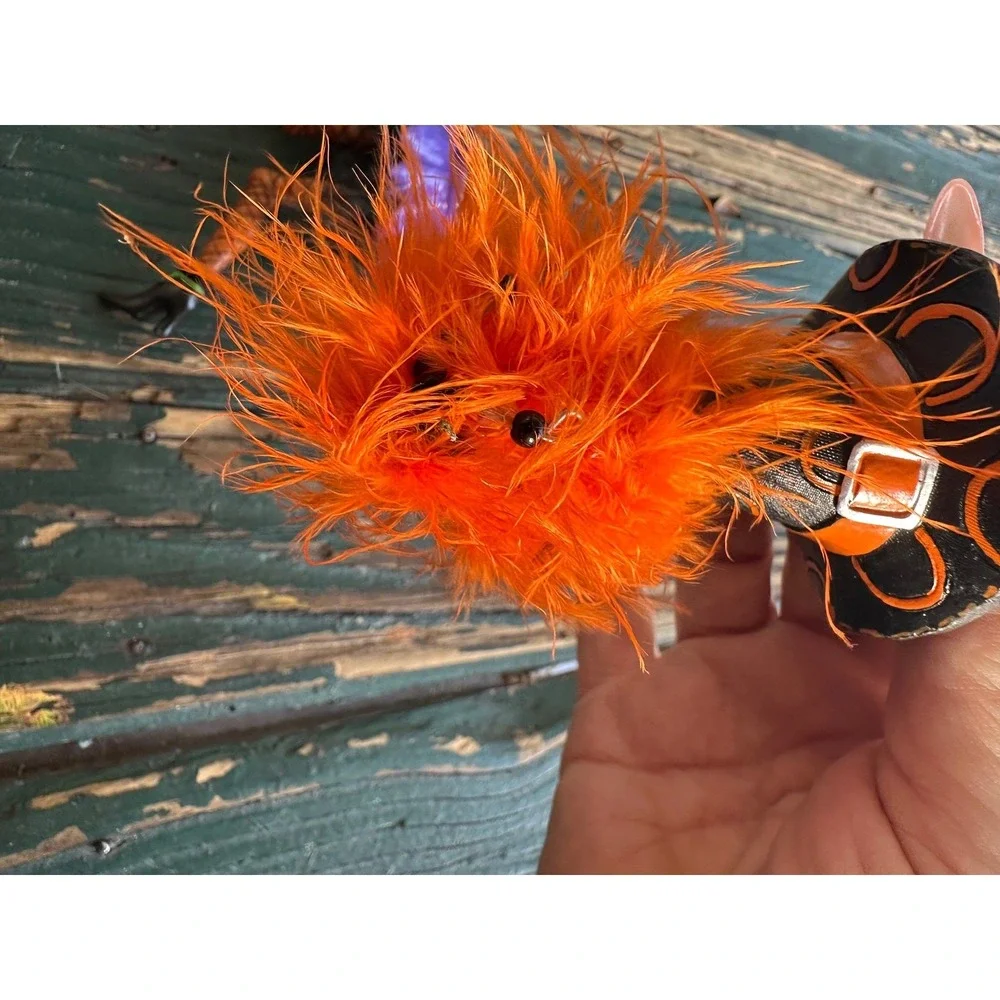Halloween‎ Witch Wine Bottle Stoppers Set of 2 Legs and Hat Orange Purple Black